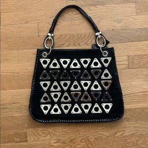 Black bag with silver medal triangles